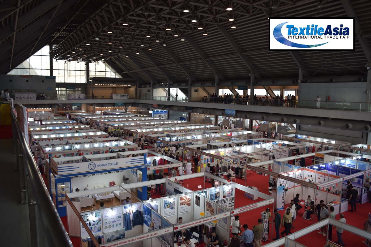 Textile Asia 2026 exhibition in Lahore featuring international textile brands and machinery